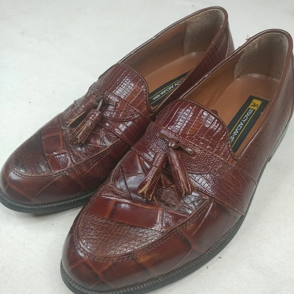 Stacy Adams Mens Brown Genuine Snake Skin Slip On